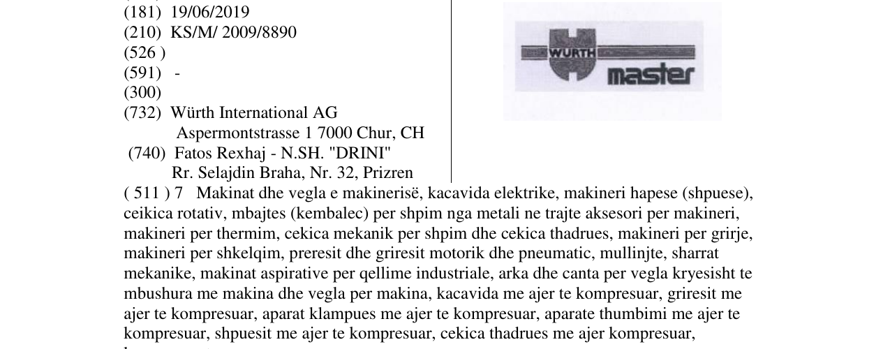 Zëri i markës WURTH master në buletin