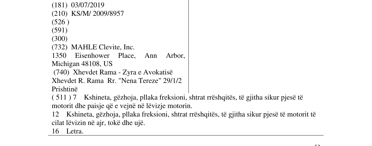 Zëri i markës CLEVITE në buletin