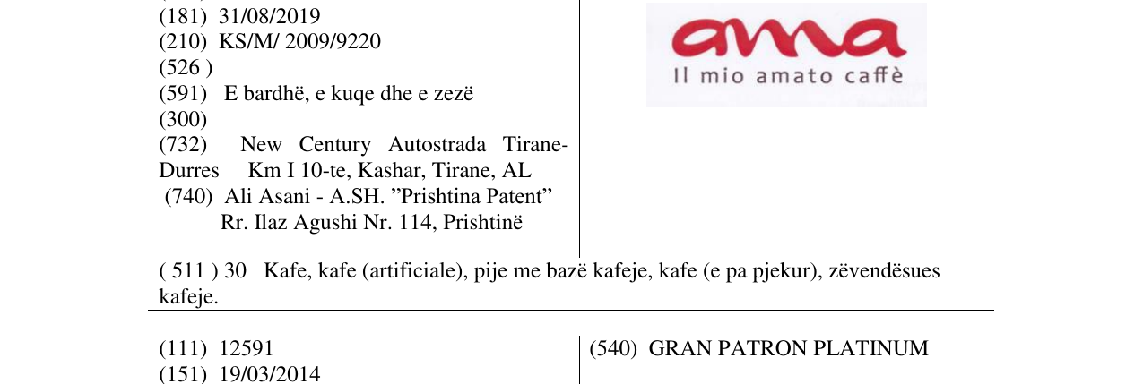 Zëri i markës ama Il mio amato caffè në buletin