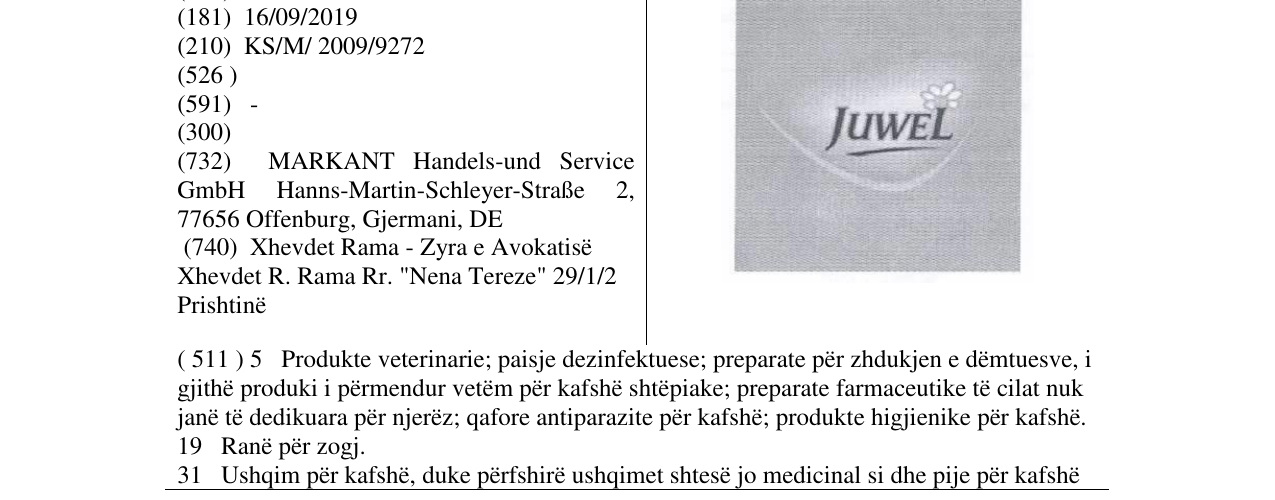 Zëri i markës JUWEL në buletin
