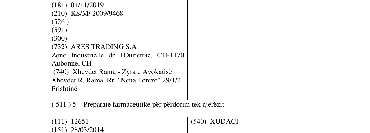Zëri i markës VADEGI në buletin