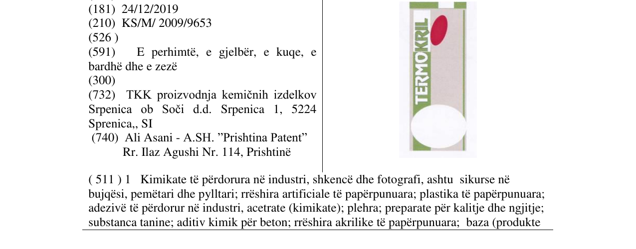 Zëri i markës TERMOKRIL në buletin