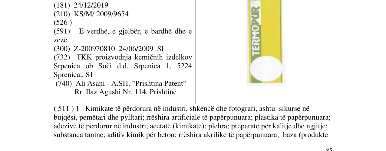 Zëri i markës TERMOPUR në buletin