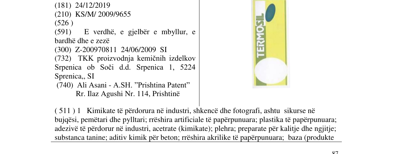 Zëri i markës TERMOSIL në buletin