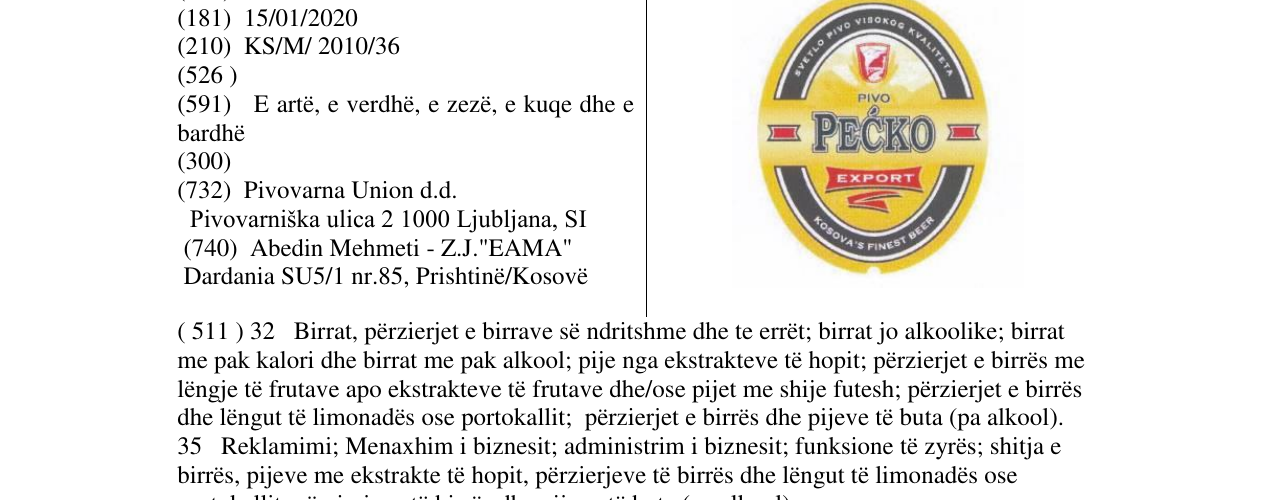 Zëri i markës PECKO në buletin