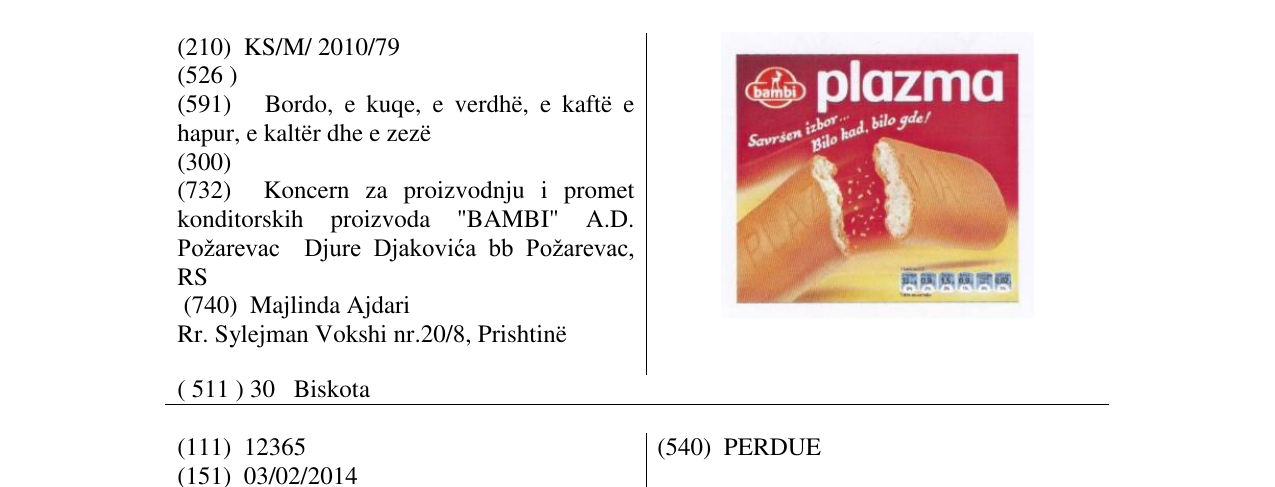 Zëri i markës plazma në buletin