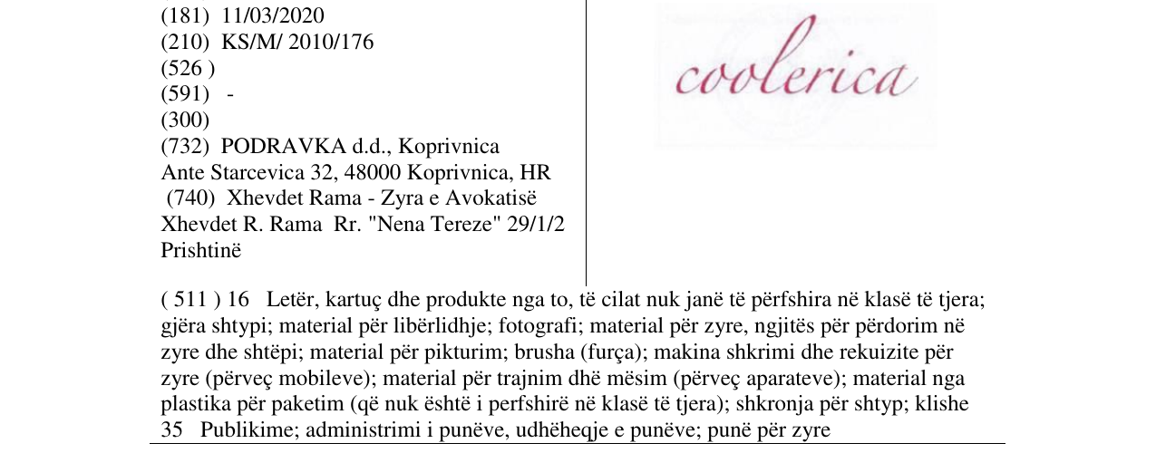 Zëri i markës coolerica në buletin