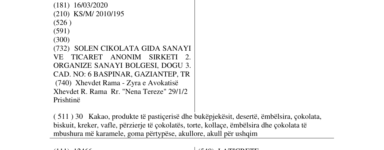 Zëri i markës SOLEN AMADA në buletin