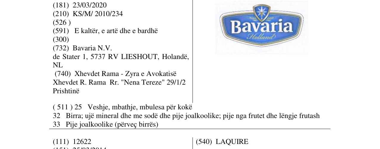Zëri i markës Bavaria në buletin