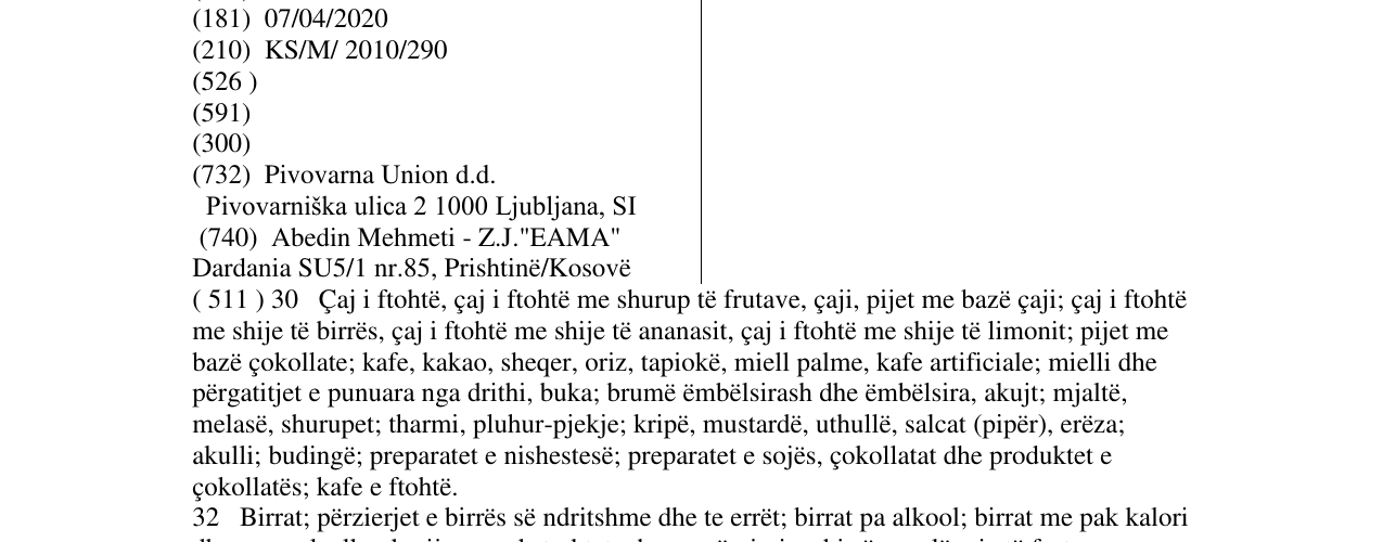 Zëri i markës PEJA ICE në buletin