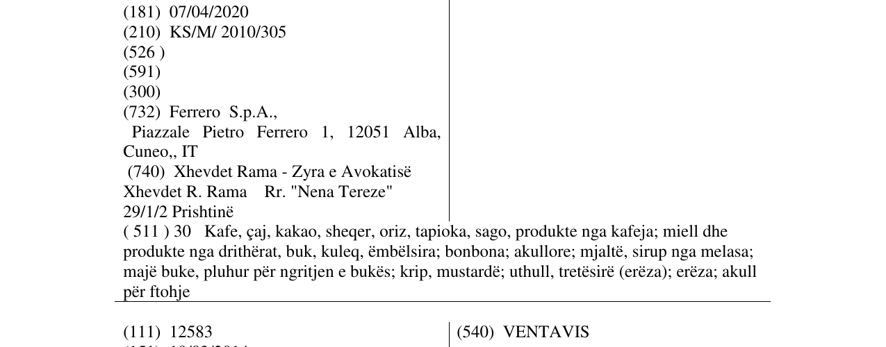 Zëri i markës TIC TAC në buletin