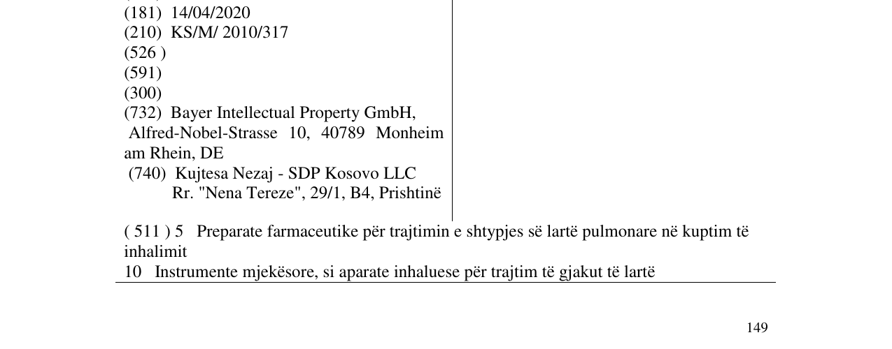 Zëri i markës VENTAVIS në buletin