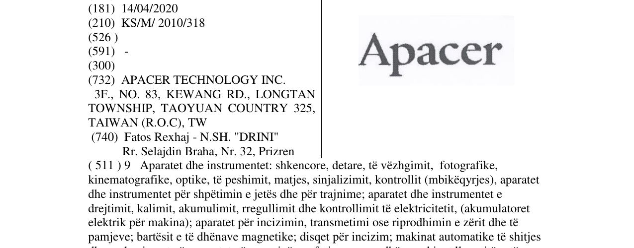 Zëri i markës Apacer në buletin
