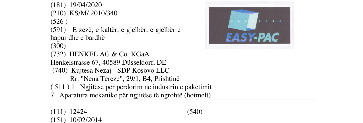Zëri i markës EASY-PAC në buletin