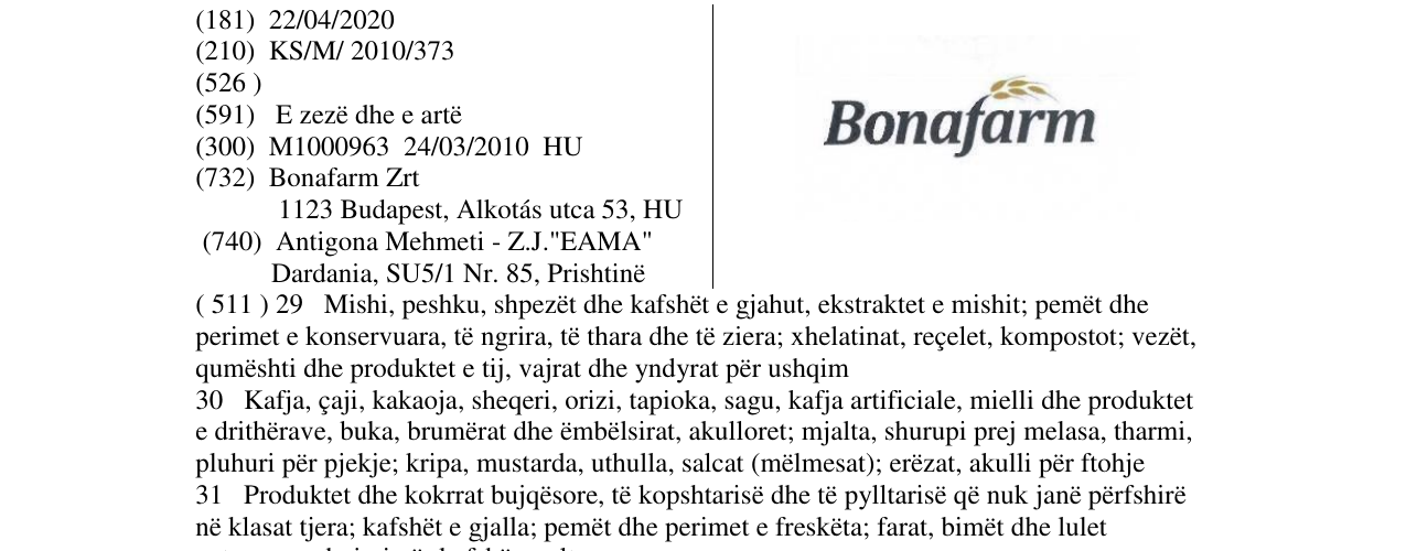 Zëri i markës Bonafarm në buletin