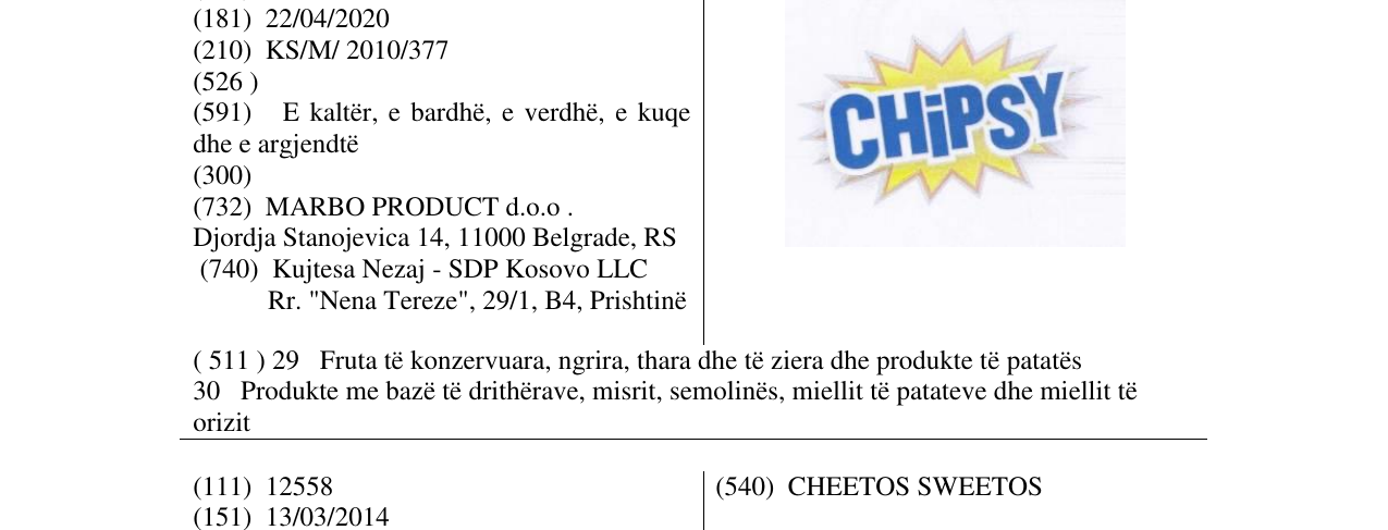 Zëri i markës CHiPSY në buletin
