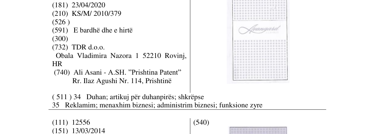 Zëri i markës Avangard FLAVOUR NO 4 në buletin