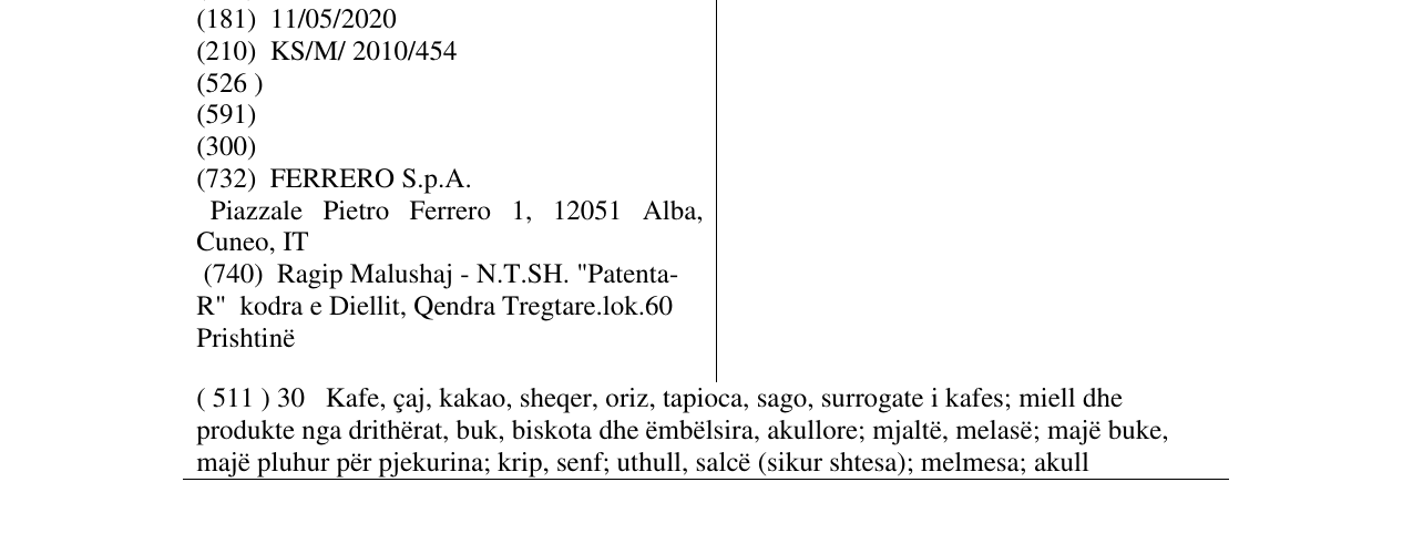 Zëri i markës NUTELLA në buletin
