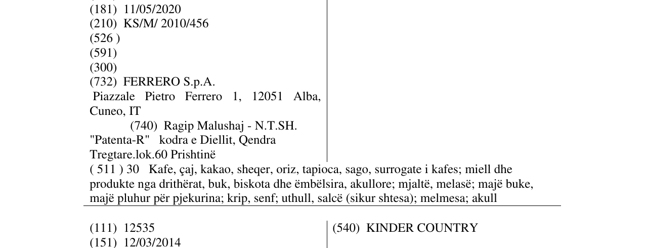 Zëri i markës KINDER BUENO në buletin