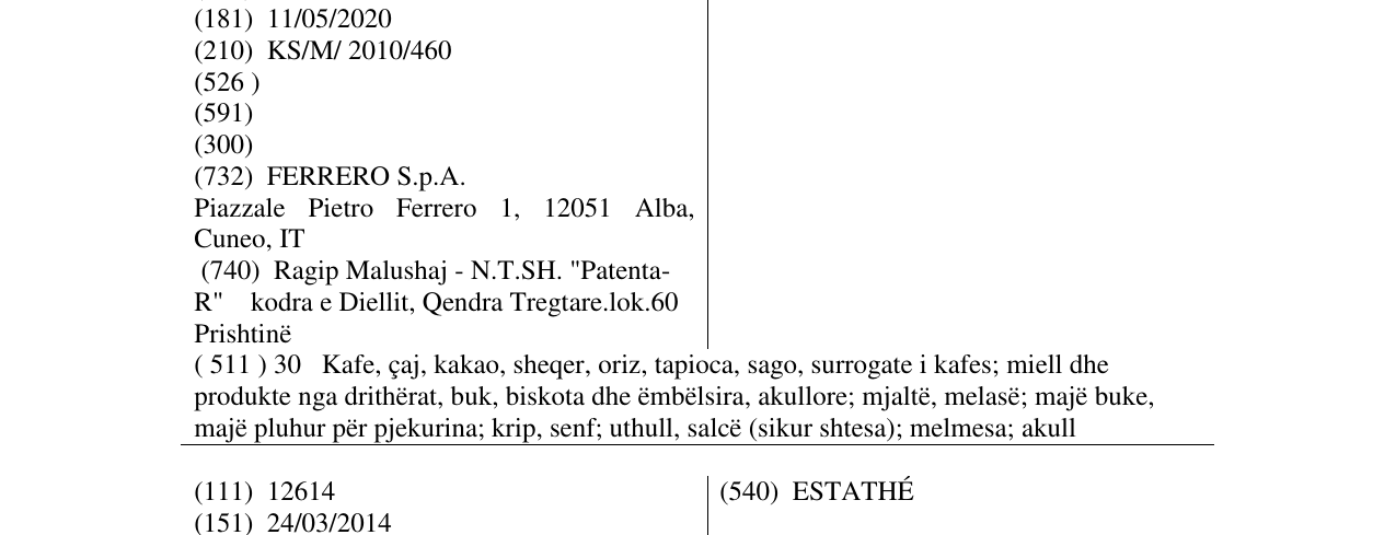 Zëri i markës FIESTA në buletin