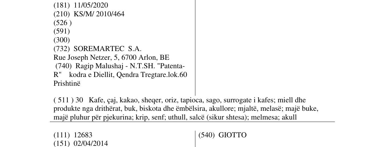 Zëri i markës RONDNOIR në buletin