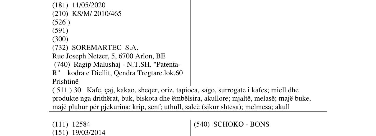 Zëri i markës GIOTTO në buletin
