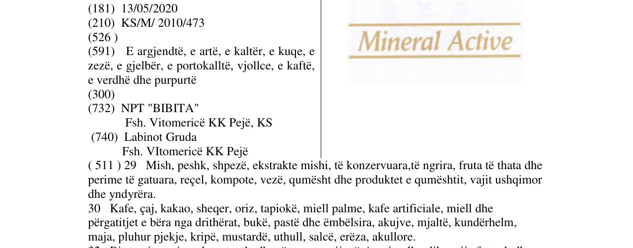 Zëri i markës Mineral Active në buletin