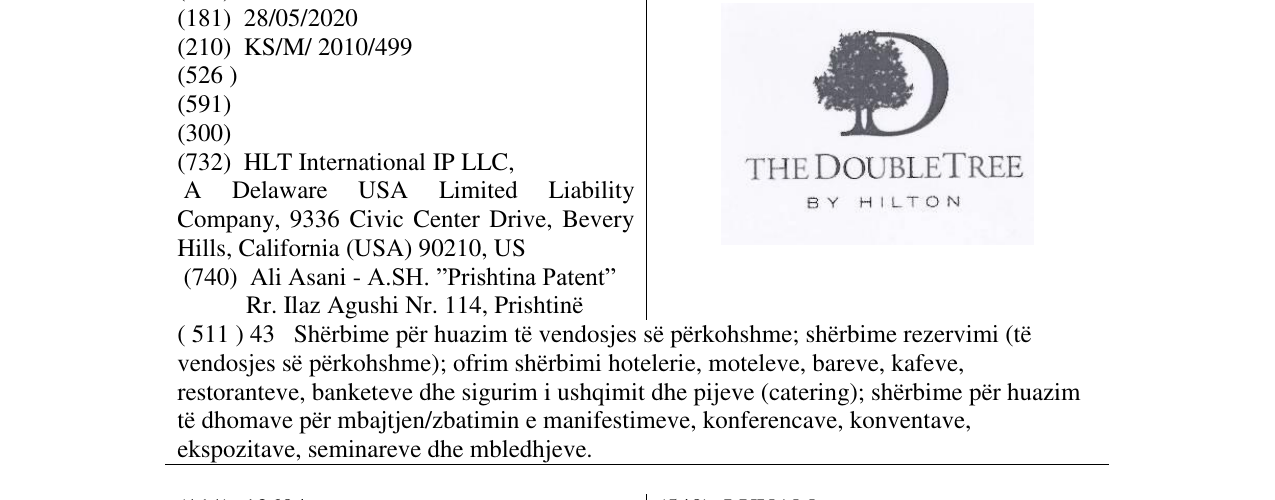 Zëri i markës THE DOUBLE TREE BY HILTON në buletin