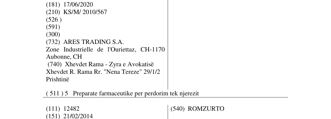 Zëri i markës INCRAMOV në buletin