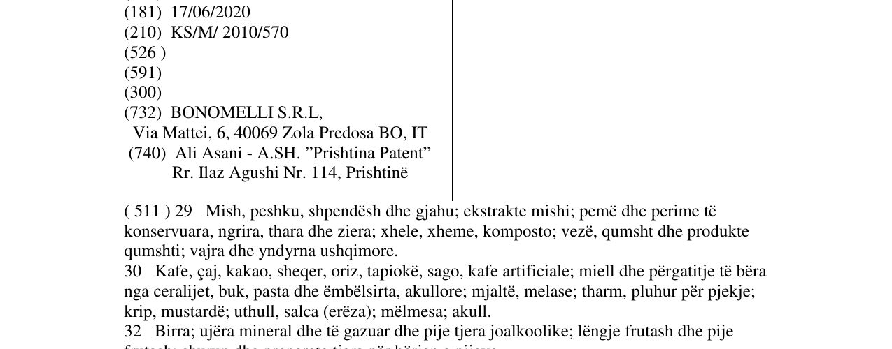 Zëri i markës BONOMELLI në buletin