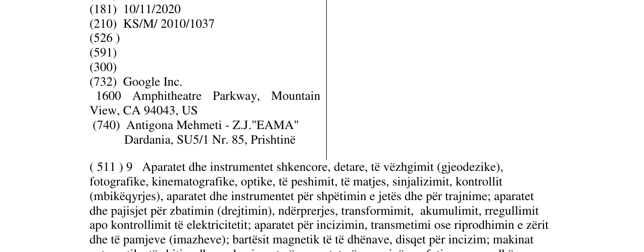 Zëri i markës GOOGLE në buletin