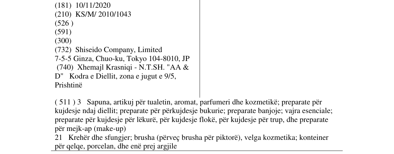 Zëri i markës SHISEIDO në buletin