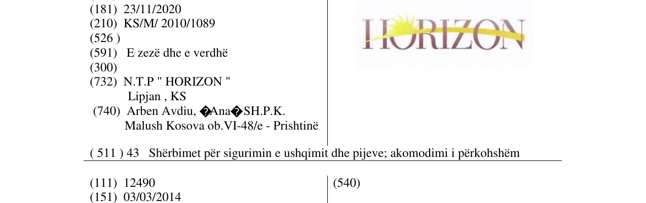 Zëri i markës HORIZON në buletin
