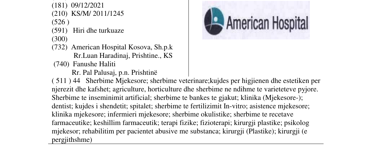 Zëri i markës Amerikan Hospital në buletin
