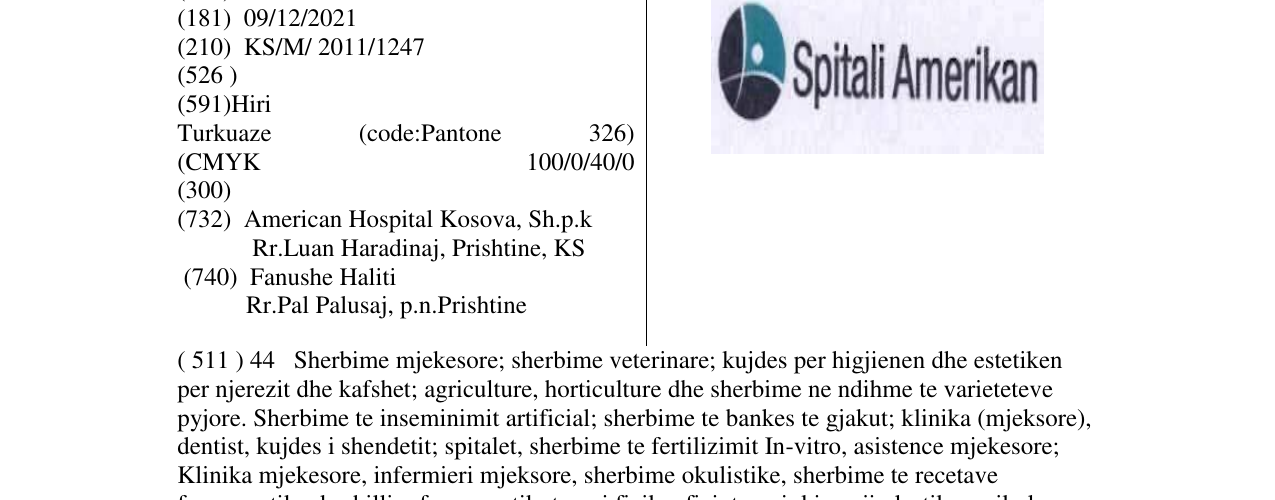Zëri i markës Spitali Amerikan në buletin