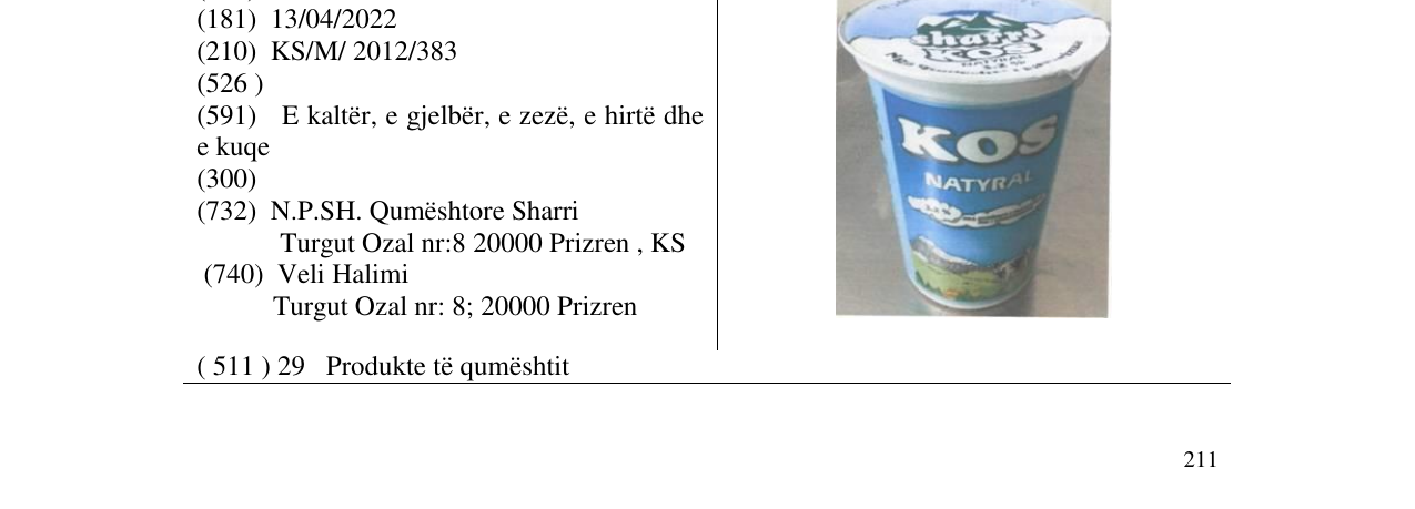 Zëri i markës KOS NATYRAL në buletin