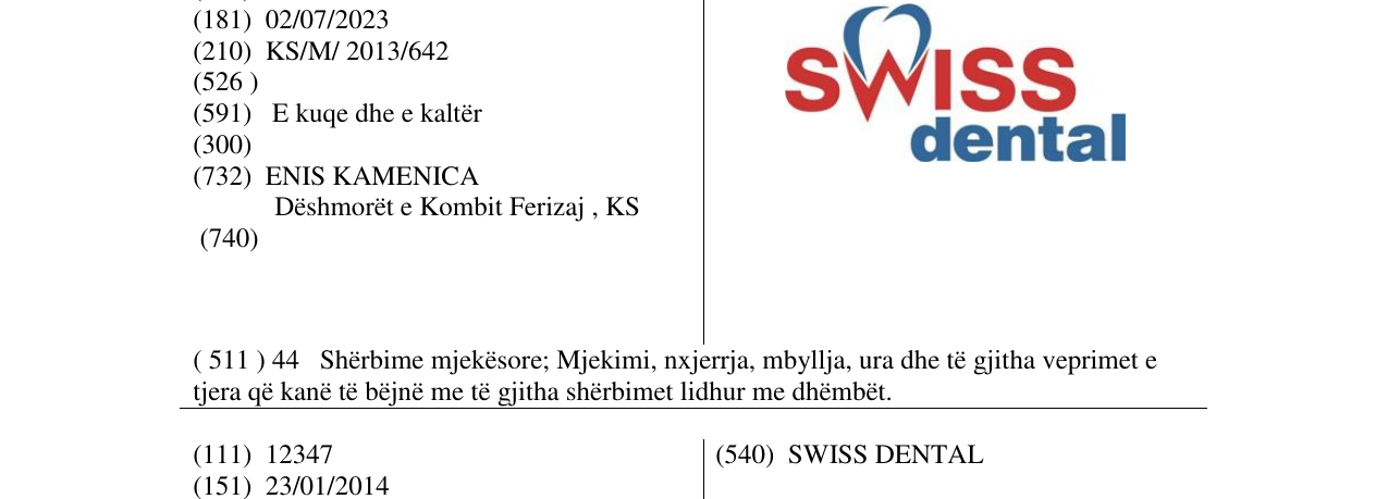 Zëri i markës SWISS dental në buletin