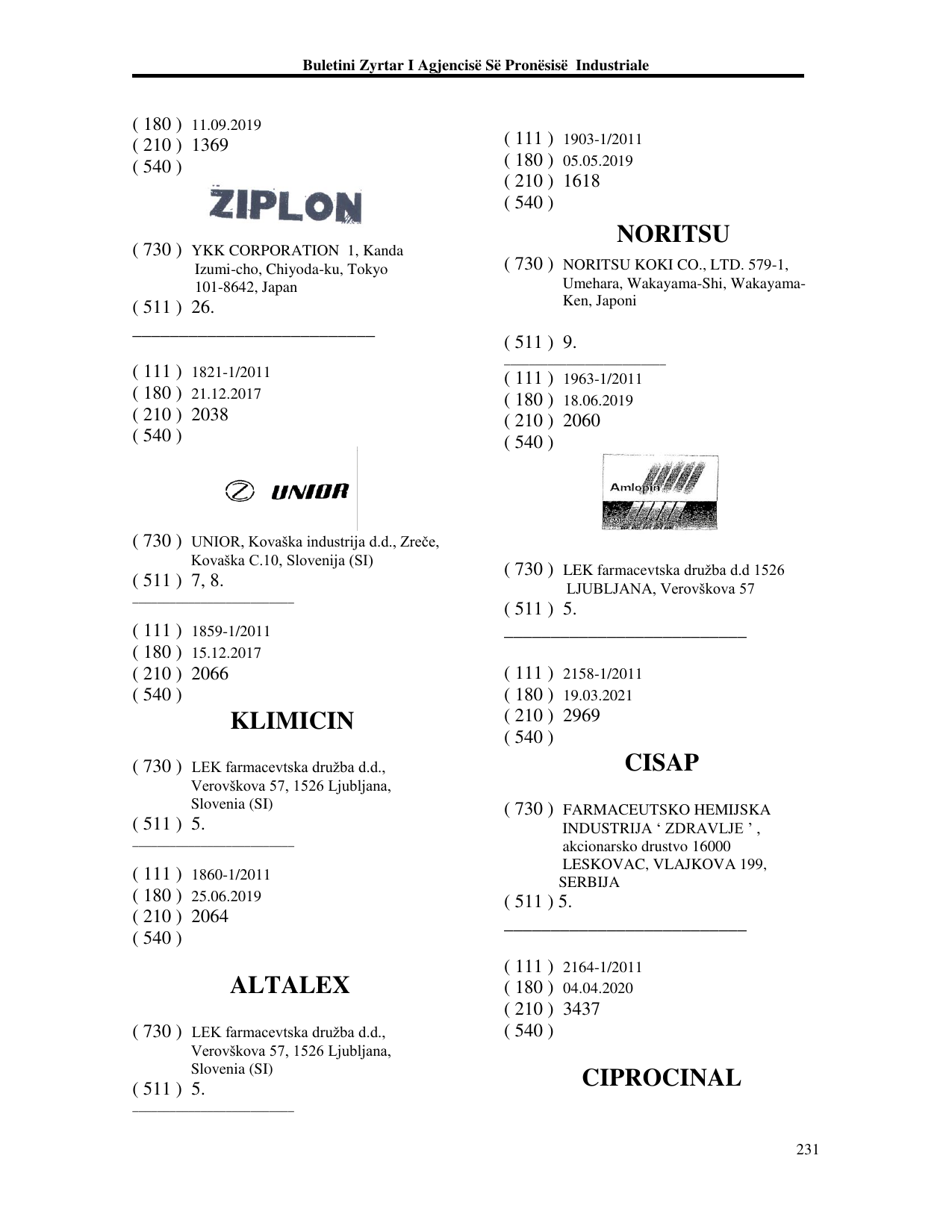 Faqja 231 e buletinit