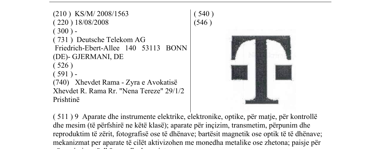 Zëri i markës T fig. në buletin