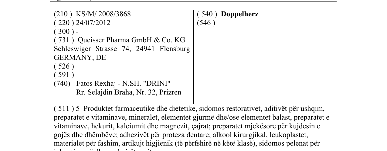 Zëri i markës Doppelherz në buletin