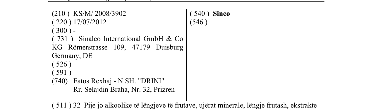 Zëri i markës Sinco në buletin