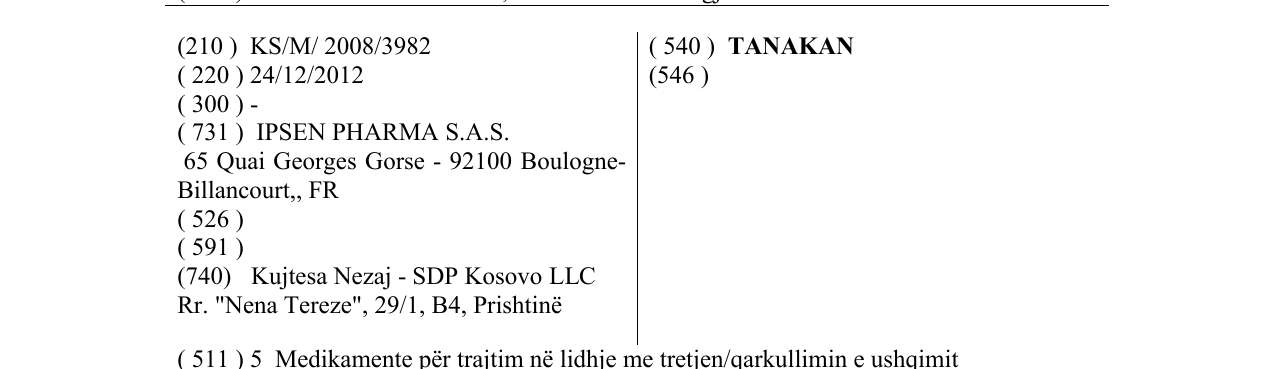 Zëri i markës TANAKAN në buletin