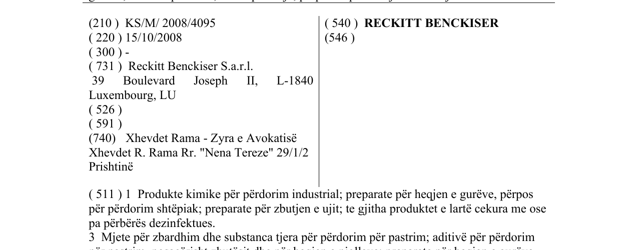 Zëri i markës RECKITT BENCKISER në buletin