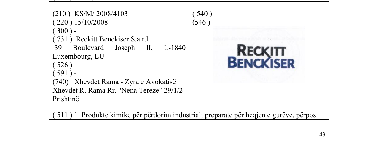 Zëri i markës RECKITT BENCKISER në buletin