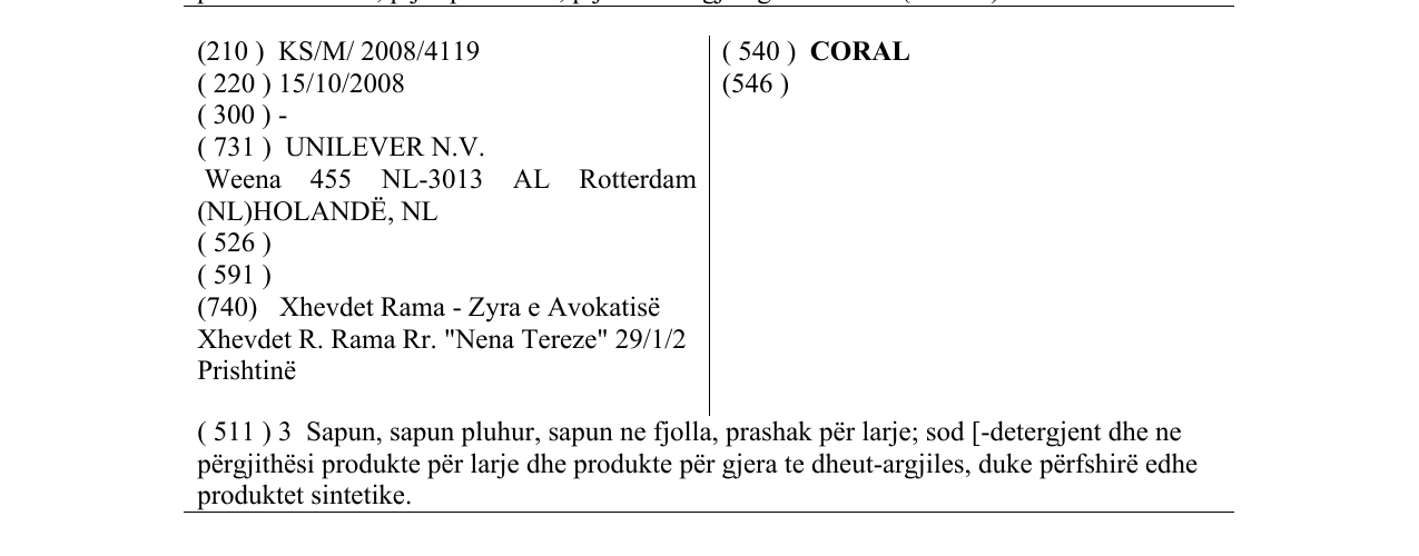 Zëri i markës CORAL në buletin