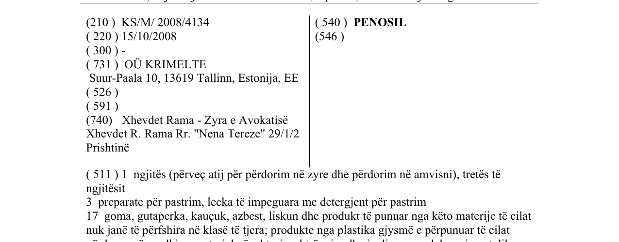 Zëri i markës PENOSIL në buletin