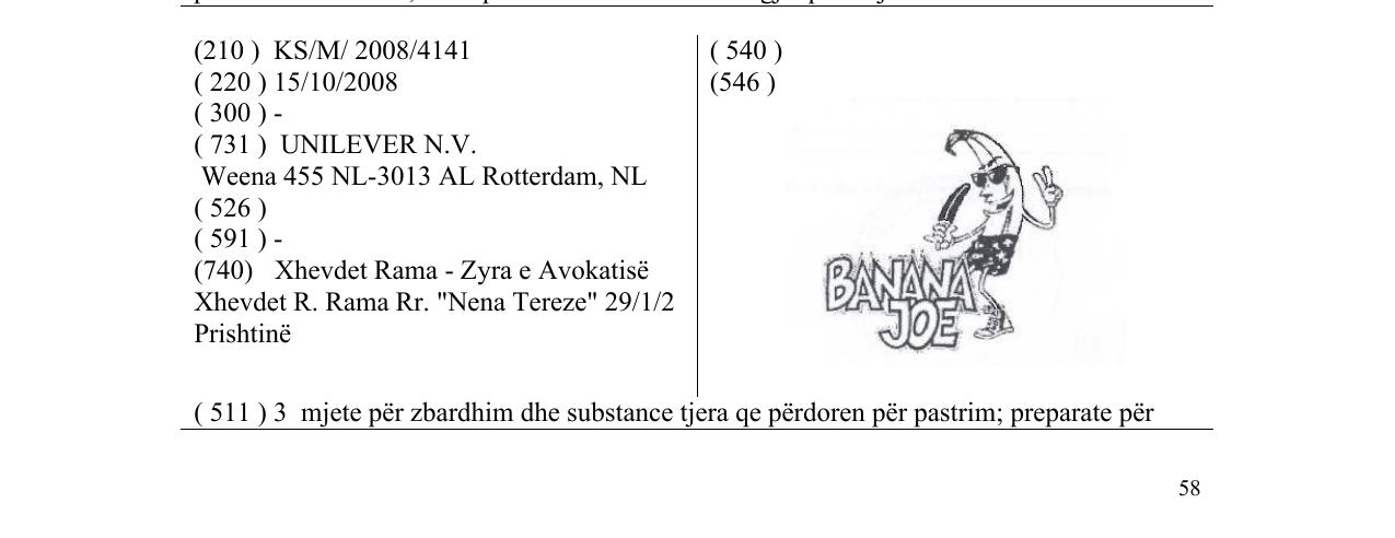 Zëri i markës BANANA JOE në buletin