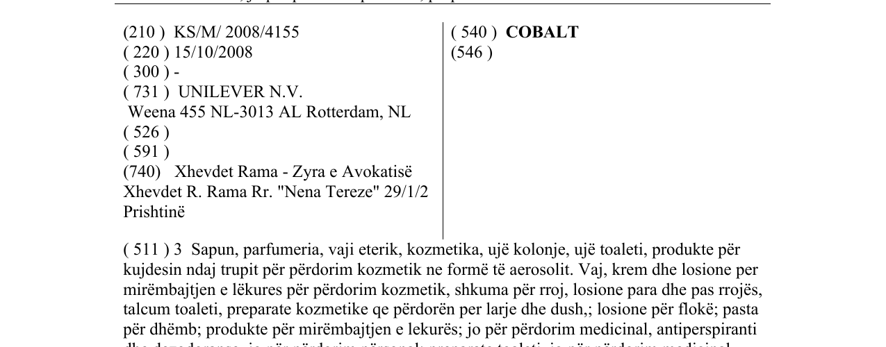 Zëri i markës COBALT në buletin