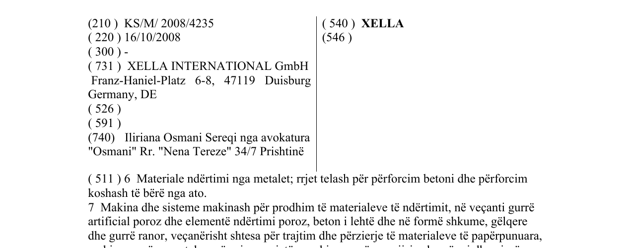 Zëri i markës XELLA në buletin