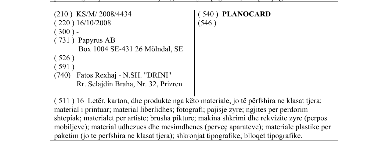 Zëri i markës PLANOCARD në buletin